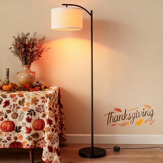 Floor Lamp for Living Room, Standing Lamp, Floor Lamp with Linen Lampshade for Home Décor, Office, Bedroom (Bulb Included)