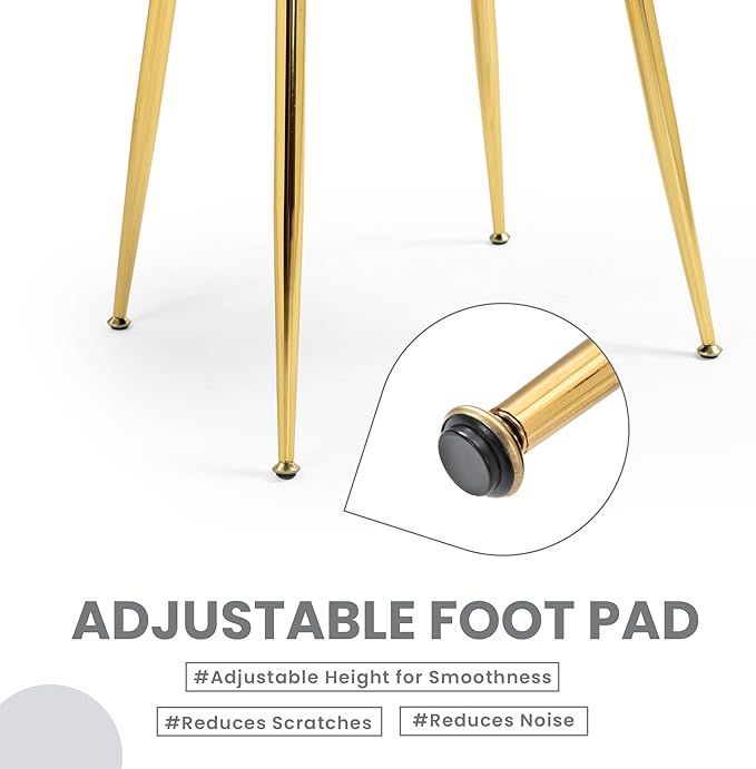 ECOTOUGE Matte Velvet Dining Chairs Set of 6, Modern Arm Chair with Golden Metal Legs, Living Room Accent Chairs for Kitchen, Emerald Green