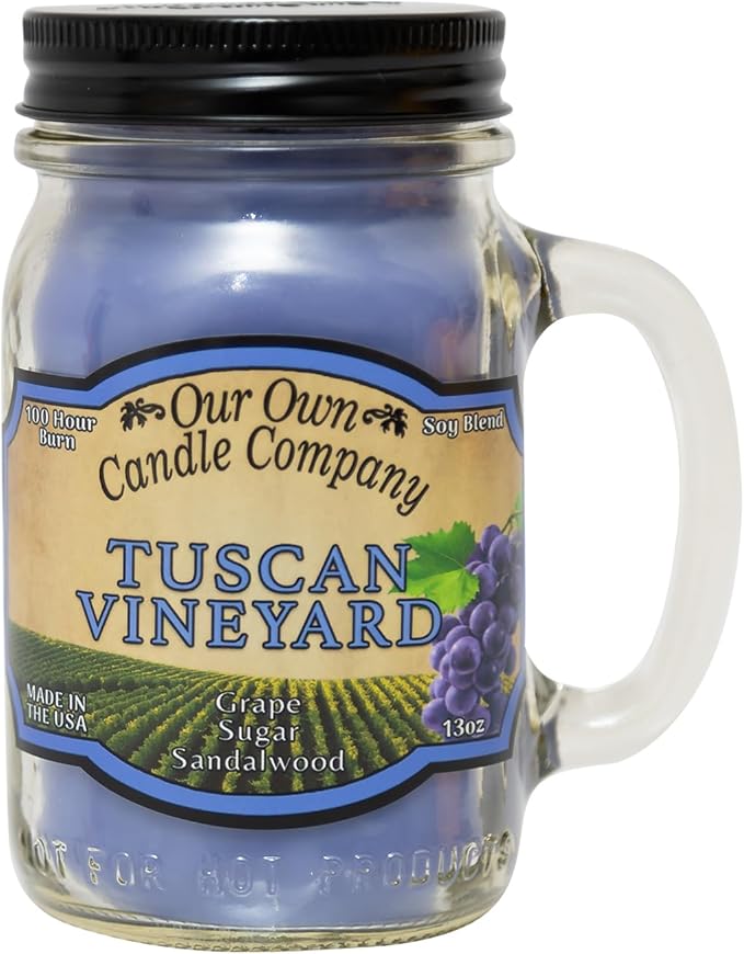 Our Own Candle Company, Tuscan Vineyard Scented Mason Jar Candle, 100 Hour Burn Time,13 Ounces
