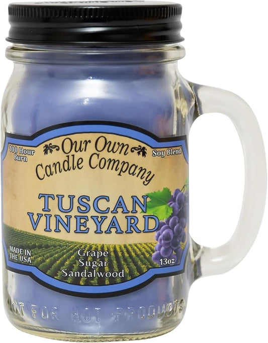 Our Own Candle Company, Tuscan Vineyard Scented Mason Jar Candle, 100 Hour Burn Time,13 Ounces