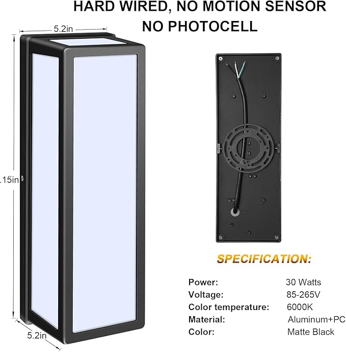 30Watt Modern Outdoor Wall Lights, 2000 Lumen Waterproof Exterior Porch Light, 6000K Daylight Anti-Rust Wall Mount Outdoor Wall Lighting for House, Front Porch, Garage