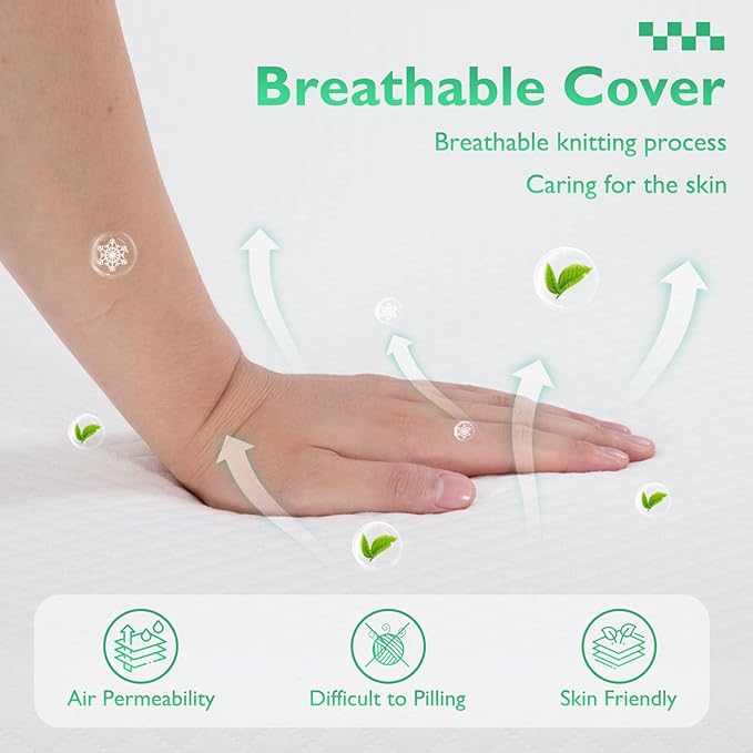 FDW | 6 Inch Twin XL Mattress | Medium Firm | Gel Memory Foam Mattress | White | Bed in a Box, CertiPUR-US Certified | Pressure Relief, Cooling Ventilated Foam | Washable Removable Cover