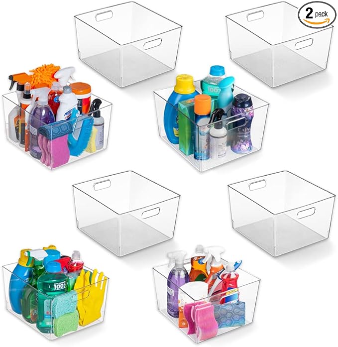 ClearSpace Clear Plastic Storage Bins – XL 8 Pack Perfect Kitchen or Pantry Organization Fridge Organizer and Storage Bins, Cabinet Organizers