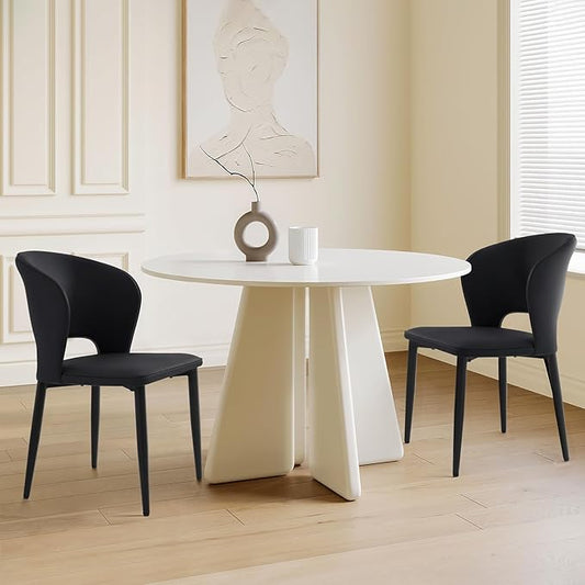 Homcosan Dining Chairs Set of 2, Modern Kitchen Chairs with Cross Structure & Exquisite Piping Design, Easy Assembly, Faux Leather Dining Room Chairs for Living Room Lounge, Bedroom, Black