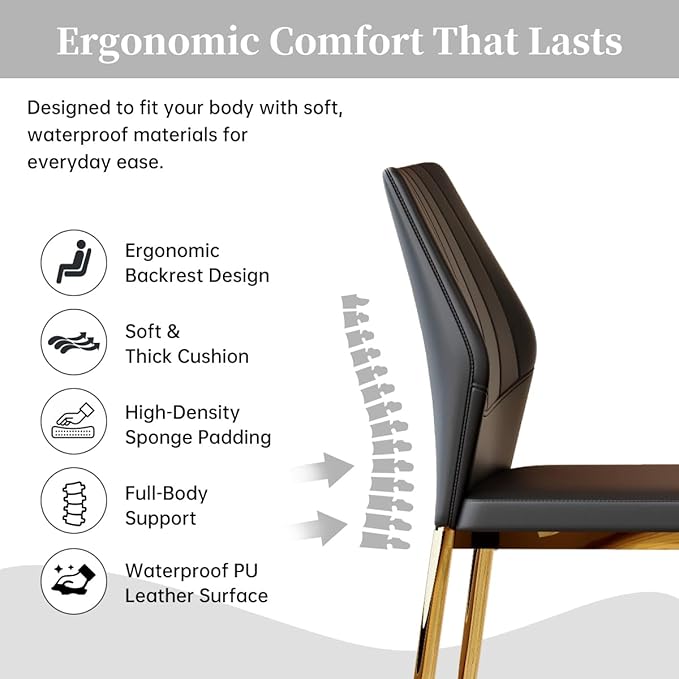 63" Modern Black Dining Table Set for 6 with Chairs, 7 Piece Rectangular Dining Room Table and 6 PU Leather Chairs, Kitchen Dining Set with Matte Wood Finish, Geometric Base, Easy Assembly