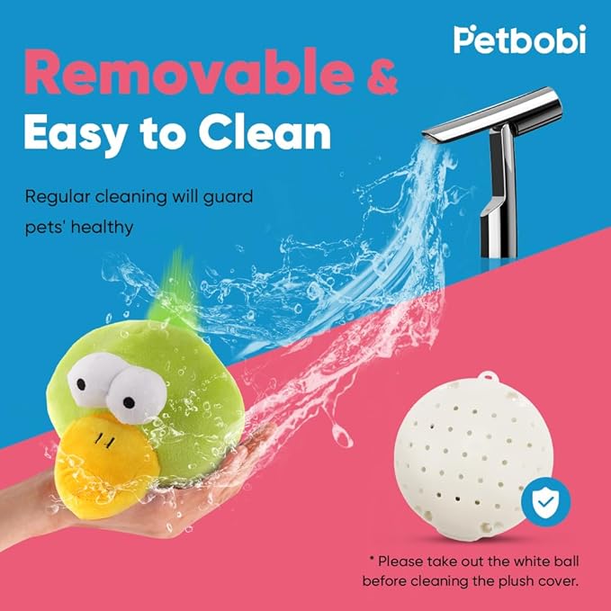 Petbobi Interactive Dog Toys, Upgrade Plush Monster Dog Toy Squeaky Crazy Bouncer Ball USB Rechargeable for Small and Medium Puppy to Self Play, Birds Bobby