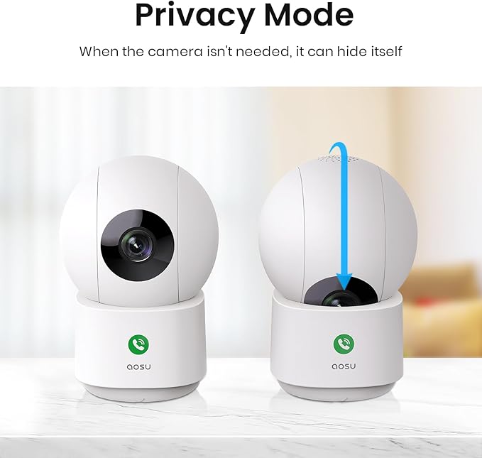 AOSU 4MP Security Camera Indoor, 2.5K Baby Monitor Pet Camera 360° for Home Security, WiFi Camera with 5/2.4 GHz Wi-Fi, One-Touch Call, Smart Motion Tracking, IR Night Vision, Compatible with Alexa