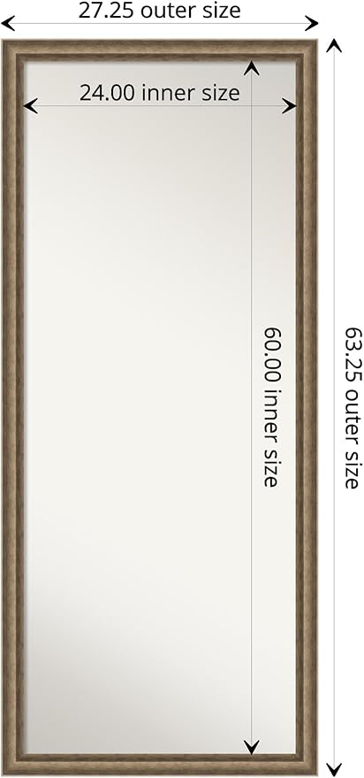 Amanti Art Bronze Full Length Mirror, 63x27 Angled Bronze Tall Free Standing Body Wall Mirror Full Length for Dressing, Modern Wood Frame, Lean on Floor or Hang, Wall Decor
