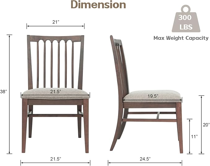 chairus Upholstered Dining Chairs Set of 4, Walnut Wooden Barrel Kitchen Chairs with Slat Back Double-Layer Cushion Farmhouse Accent Chairs for Dining Room/Living Room/Restaurant, Chenille Brown