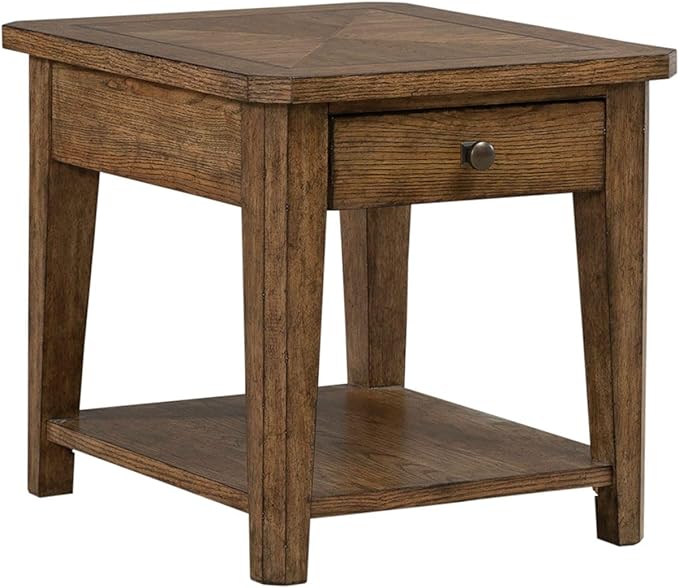 Liberty Furniture Carolina Park End Table for Living Room - Amber Brown Oak