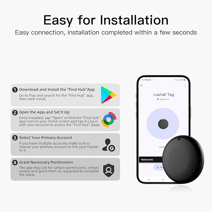 RAINDROPS 2025 Smart Tags Android Tracker,Air Tracker Tags-4 Pack Works with Google Find Hub,Item Finder for Keys,Backpack,Wallet,Pets (Android Only,Black,4 Pack)