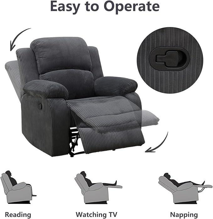 Manual Recliner Sofa Set,Microfiber Reclining Couch Set,Modern Living Room Furniture Set,Reclining Sofa Couch Chair for Living Room Home Office(Dark Grey,Sofa+Loveseat)