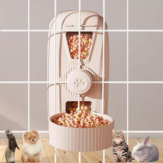 Hanging Cage Automatic Pet Food Water Dispenser 34oz, Large Capacity Feeder Gravity Refill Food and Siphon Suction Water Set for Dog Cat Rabbit Chinchilla and Ferret (Food Dispenser)