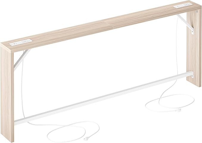 TIQLAB Sofa Table, 79 inch (1.2'' Thick Tabletop) Long Console Table Behind Couch, Narrow Entryway Table with Angled Metal Frame, Industrial Console Table for Entryway, Light Walnut