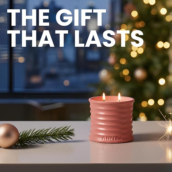 Scented Luxury Candles in Handmade Ceramic Jars, Soy Wax | Canal Rose – Rose Bud & Oud Scented, Large Candle | Non Toxic, 2 Wicks, Reusable Big Pink Jar | Natural Spring Aromatherapy for Women & Men