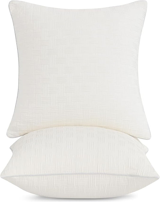 Leeden 24x24 Pillow Inserts Set of 2 - Decorative 24 Inch Throw Pillow Insert, Soft Fluffy Square Throw Pillows for Couch Bed, Beige Couch Pillow Insert Pair