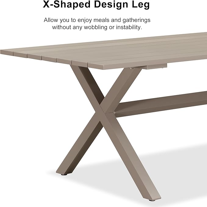 PURPLE LEAF 5 Pieces Outdoor Dining Set All-Weather PE Rattan Outdoor Patio Furniture Set with All Aluminum Frame Rectangular Table and Chairs Set for Lawn Garden Backyard Deck, Champagne