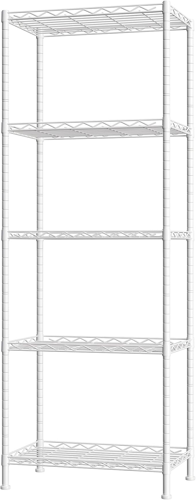 HOMEFORT 5-Shelving Unit, Adjustable Wire Shelving, Metal Wire Shelf Rack Organizer for Kitchen, Pantry, Closet, Bathroom, Laundry, White,21" W x 11" D x 53" H