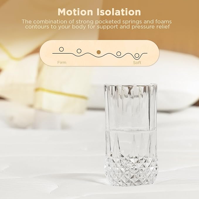 Hybrid Full Size Mattress, 10 Inch-Medium Firm Feel, Mattress in a Box, Individual Pocketed Springs for Motion Isolation, Cooling & Soft Fabric, Pressure & Back Pain Relief, Strong Edge Support