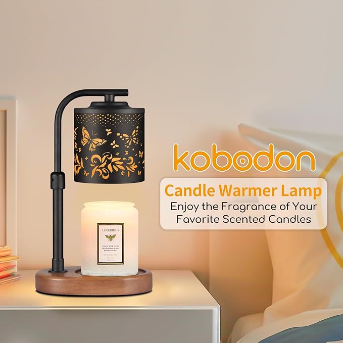 kobodon Candle Warmer Lamp with Timer,Birthday Gifts for Women Mom,Adjustable Height for Scented Jar Candles,Electric Candle Lamp Warmer for Home Decor(Butterfly)