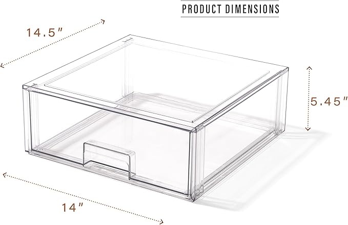 BINO | Stackable Storage Drawers, X-Large - Clear | THE CRATE COLLECTION | Storage Bins With Drawers | Bathroom Organizers | Under Sink Organizer | Vanity Cabinet Home Organization