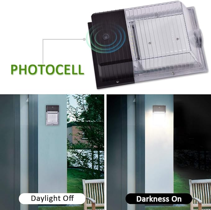 LED Wall Pack Light,30W 4050lm 5000K Dusk to Dawn Photocell,IP65 Waterproof, 400W Equiv. AC100-277V, ETL Listed Outdoor Security Exterior photocell Lights 4 Pack