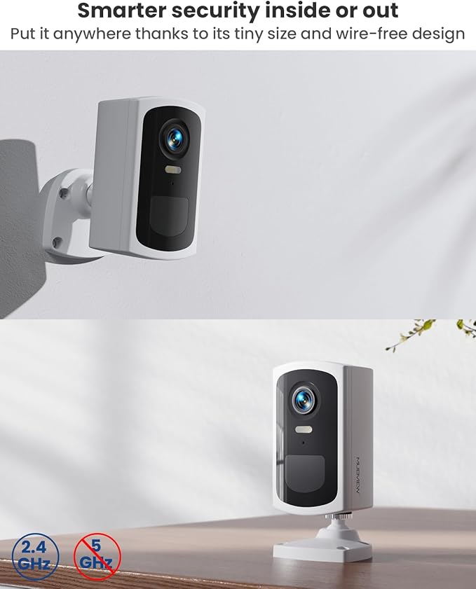 MUBVIEW Security Cameras Wireless Outdoor - 2 Pack Outdoor Camera Wireless 2K Battery Powered Security Camera Outdoor & Indoor, WiFi Home Camera with Spotlight/Siren/AI Motion Detection/2-Way Talk