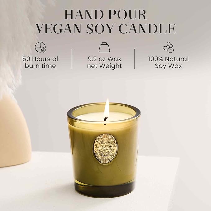 M&SENSE Natural Soy Candle | Forest Cabin & Green | 9.2 oz, 50H Burn Time | Luxury Scented Candle for Relaxation, Gifting, Home Décor | Ideal for Bedroom, Office, Party Ambiance