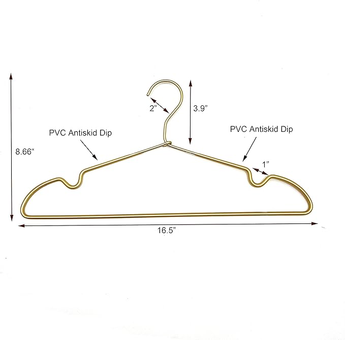 30 Pack Gold Matt Metal Wire Hangers Coat Suit Clothes Hangers with Notches,16.5" Heavy Duty Durable Hangers for Adult, Shirt Dress Pants Hanger Space Saving Legging Organizer
