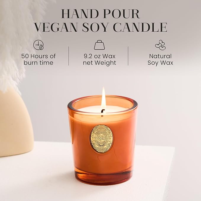 M&SENSE Natural Soy Candle | Noir Air& Neon Orange | 9.2 oz, 50H Burn Time | Luxury Scented Candle for Relaxation, Gifting, Home Décor | Ideal for Bedroom, Office, Party Ambiance