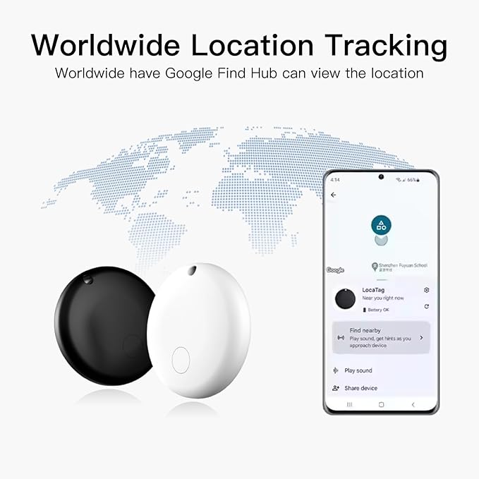 RAINDROPS 2025 Smart Tags Android Tracker,Air Tracker Tags-4 Pack Works with Google Find Hub,Item Finder for Keys,Backpack,Wallet,Pets (Android Only,Black,4 Pack)