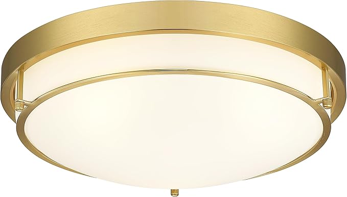 16 inch Flush Mount Light Fixture, 3-Light Modern Ceiling Light with Polished Gold Finish for Hallway Kitchen Laundry Bedroom, CL4822-3W-PG