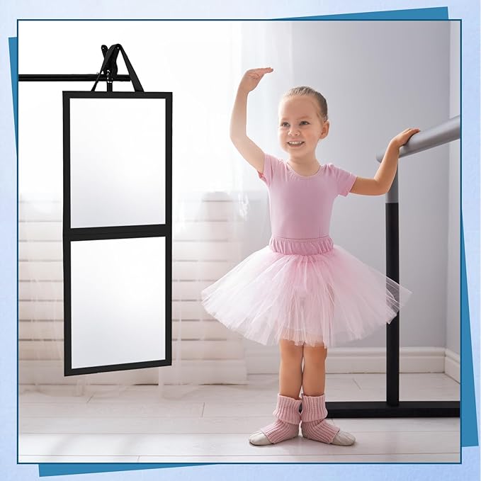 Foldable Portable Full Length Mirror for Dorm Dance Backstage Camping Travel Hanging Folding Makeup Body Mirror for Dancers Artists Home Aestheticians Spa(Black,25.6" X 12")
