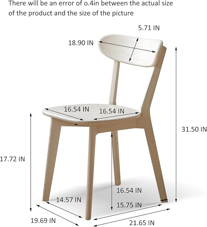 Set of 2 White Wood Dining Chairs,FAS Grade Oak Dining Chairs, Sturdy Outer Sword-Leg Design in White Finish for Dining Room,Restaurant, Cafe, and Modern Home Kitchen,Easy Assembly,400 lb Capacity