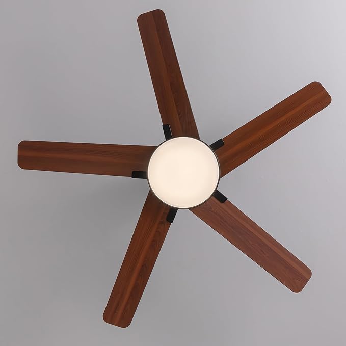 Ceiling Fans with Lights and Remote Control, 52 Inch Modern Ceiling Fan with 3CCT Dimmable LED, 6 Speeds, Quiet Reversible DC Motor, Timer, Black Ceiling Fan for Living Room, Kitchen, Outdoor Patio