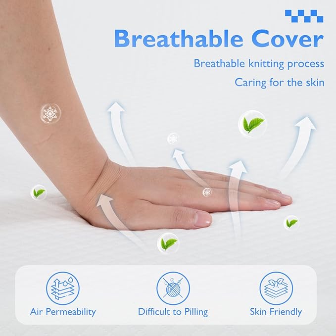 FDW | 5 Inch California King Mattress | Medium Firm | Gel Memory Foam Mattress | White | Bed in a Box, CertiPUR-US Certified | Pressure Relief, Cooling Ventilated Foam | Washable Removable Cover