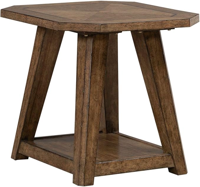 Liberty Furniture Carolina Park Opt 3 Piece Set for Living Room - Octagonal Cocktail Table, 2 Octagonal End Tables - Amber Brown Oak