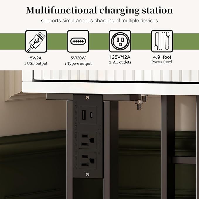 Large Vanity Desk with 3 Color Touch Screen Dimming Mirror, Vanity Desk with Charging Station, Modern Retractable Makeup Dressing Table, Vanity Table With storage shelves and 5 Sliding Drawers, White