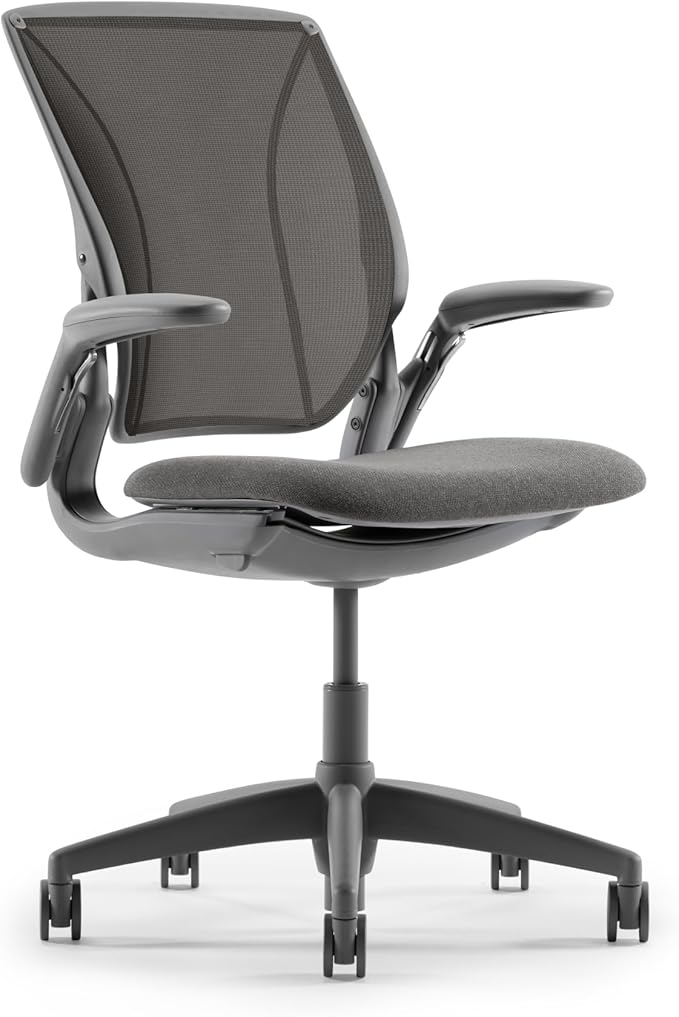 Humanscale World LM Poppy Seed Catena Mesh Ergonomic Office Chair for Desk with Slate Gray Autumn Seat, Adjustable Simple Desk Chair, Gray Frame