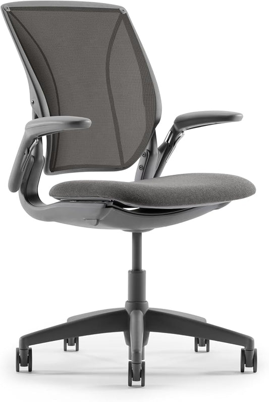 Humanscale World LM Poppy Seed Catena Mesh Ergonomic Office Chair for Desk with Slate Gray Autumn Seat, Adjustable Simple Desk Chair, Gray Frame