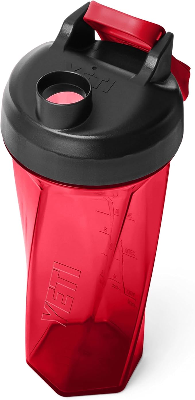 YETI Yonder Helimix Vortex Blender Shaker Bottle Holds up to 27oz | No Blending Ball or Whisk | USA Made | Portable Pre Workout Whey Protein Drink Shaker Cup | Dishwasher Safe, Rescue Red