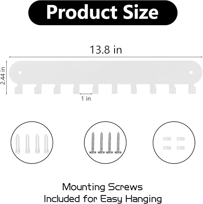 2 Pack Key Holder for Wall,Key Hooks with 10 Hooks,Key Holder Wall Mount Self Adhesive, Key Rack for Wall No Drill for Living Room, Kitchen, Bathroom, Garage (White)