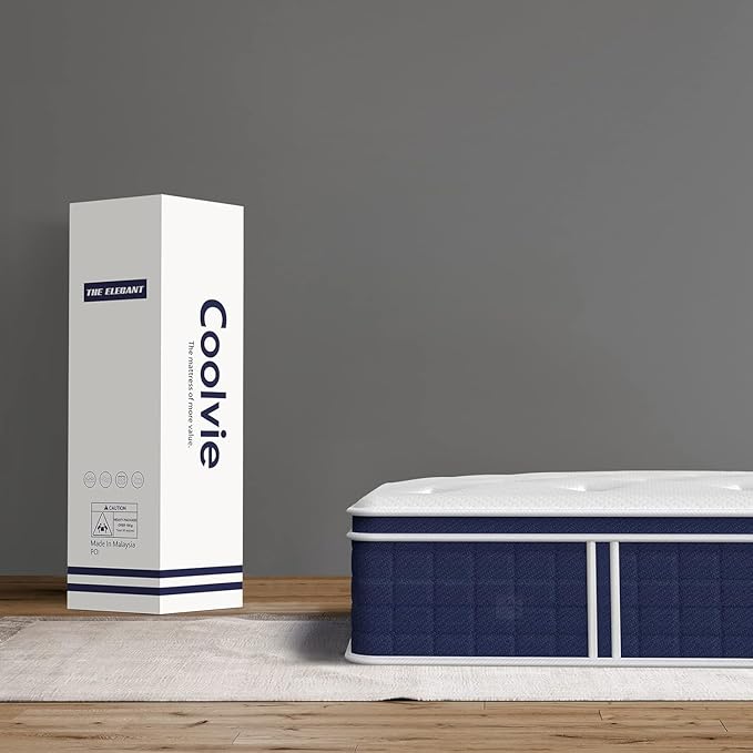 Coolvie Mattresses Queen Size, 12 Inch Supportive Foam Hybrid Mattress in a Box, Individual Pocket Springs for Cooler Sleep & Minimal Motion Transfer, Medium Firm for Back Sleeper 100-Night Trial