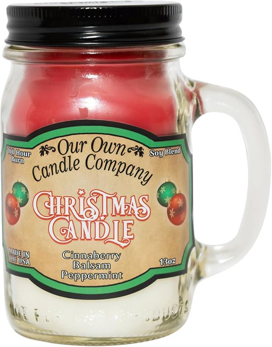 Our Own Candle Company, Christmas Triple Scented Mason Jar Candle, 100 Hour Burn Time, 13 Ounces