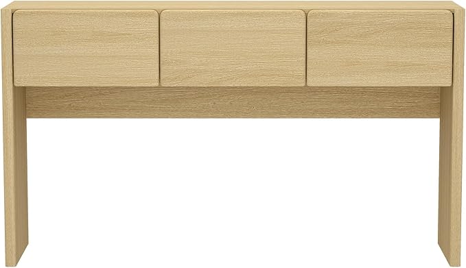 Manhattan Comfort Linda Modern Console Table with 3 Storage Drawers – 60" Narrow Entryway Stand for Living Room, Hallway, or Dining Room – Wood Grain Accent Furniture, Natural Oak