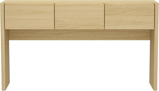Manhattan Comfort Linda Modern Console Table with 3 Storage Drawers – 60" Narrow Entryway Stand for Living Room, Hallway, or Dining Room – Wood Grain Accent Furniture, Natural Oak