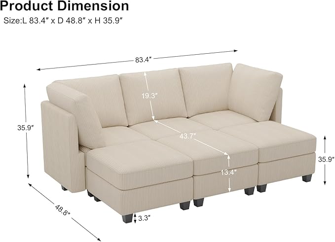 Belffin Modular Sectional Sofa Sectional Sleeper Sofa with Storages Sofa Bed Sectional Couches for Living Room (Beige)