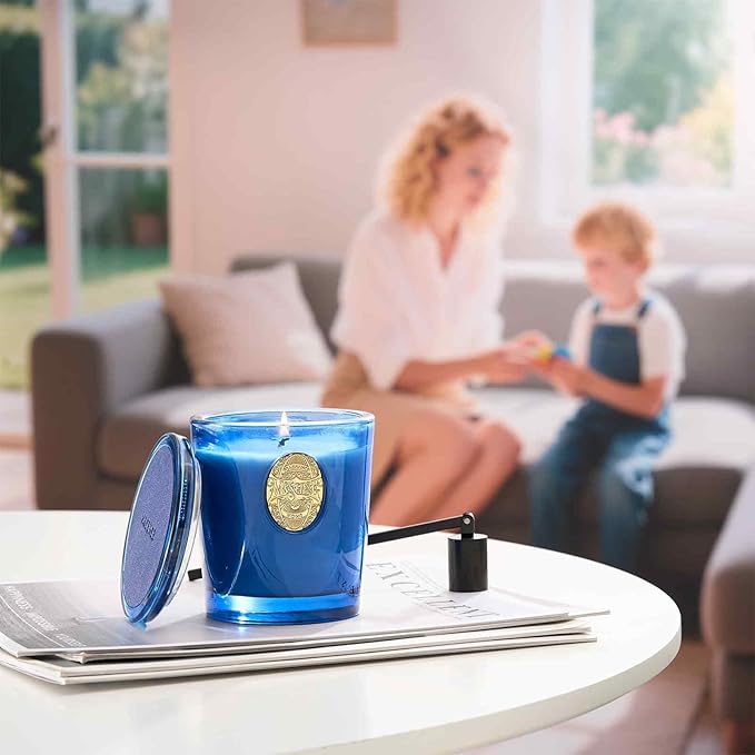 M&SENSE Natural Summer Soy Candle | Ocean Dream & Blule | 9.2 oz, 50H Burn Time | Luxury Scented Candle for Relaxation, Gifting, Home Décor | Ideal for Bedroom, Office, Party Ambiance