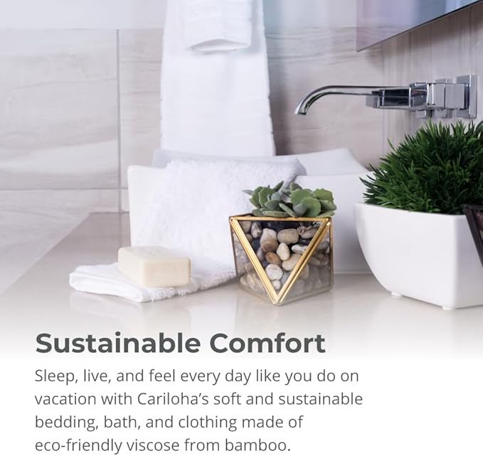 Cariloha Hand Towel | Stone | 16"x24" | Turkish Cotton & Viscose Material Blend | Extra Smooth, Odor Resistant and Highly Absorbent