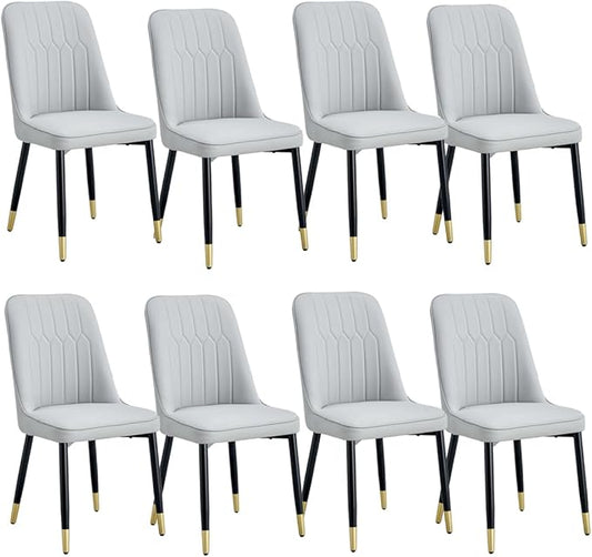 Dining Chairs Set of 8，Modern Dining Chairs, Equipped with PU Leather Backrest Cushions and Black Metal Legs, Suitable for Restaurants, Kitchens, and Bedrooms Dining Room Chairs